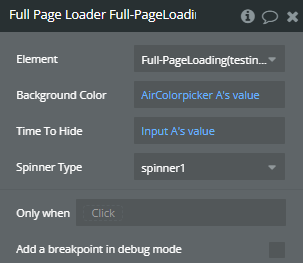 Workflow action → Full Page Loader.