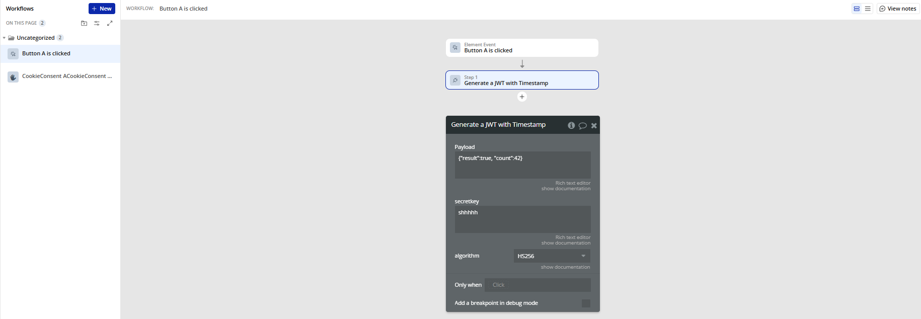 Workflow → JWT With Timestamp.