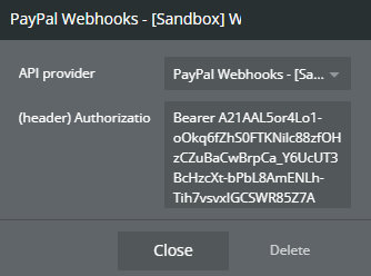 Plugin data → [Sandbox] Webhook List.