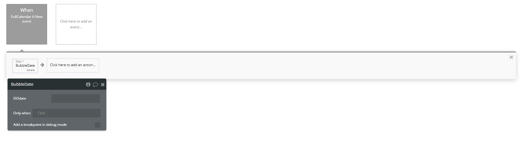 Workflow action → Bubble Date.