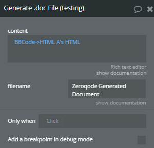 Workflow → Generate .doc File.