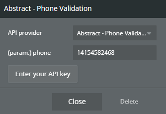 Plugin data → Phone Validation.