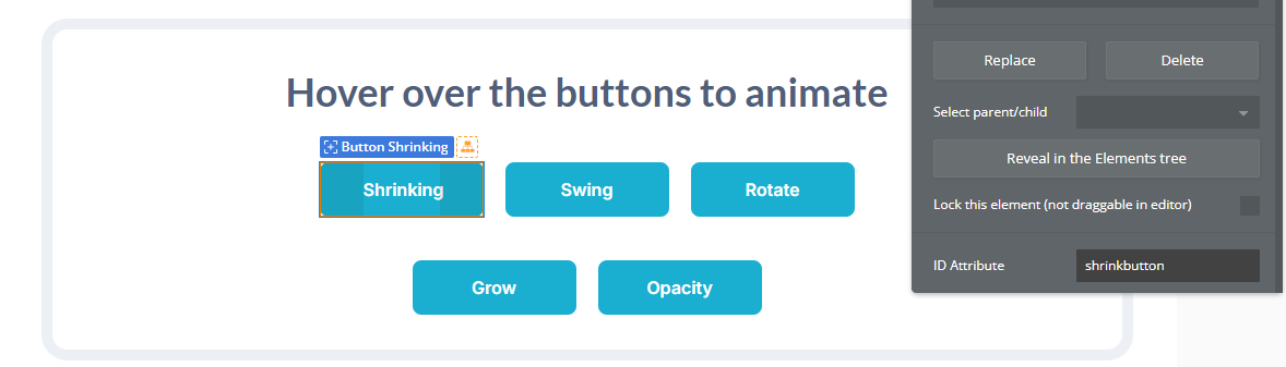 Element → Button → ID Attribute.