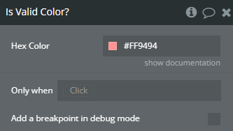 Workflow action → Is Valid Color?