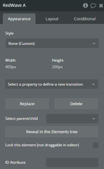 Element properties → Red Wave.