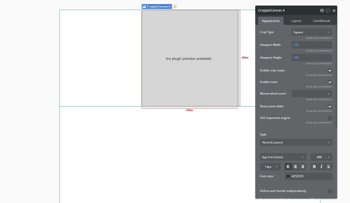 Element → Croppie Canvas.