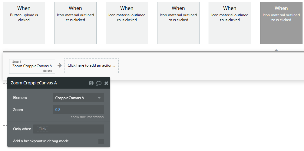 Workflow action → Zoom out A Croppie Canvas