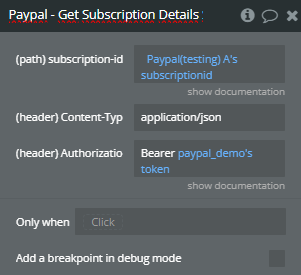 Plugin action call → Get Subscription Details Sandbox.