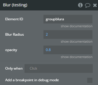 Workflow action → Blur.