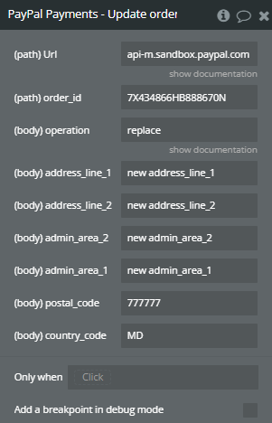 Plugin Action → Update order address.