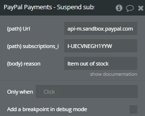 Plugin Action → Suspend subscription.