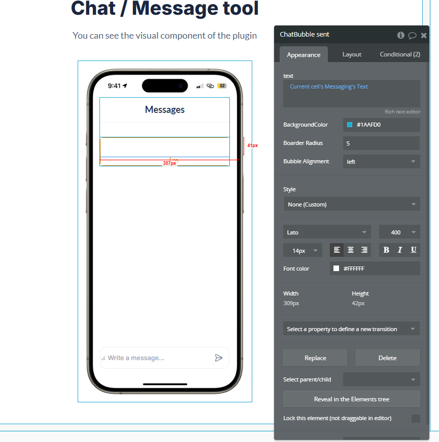 Element → Chat Bubble.