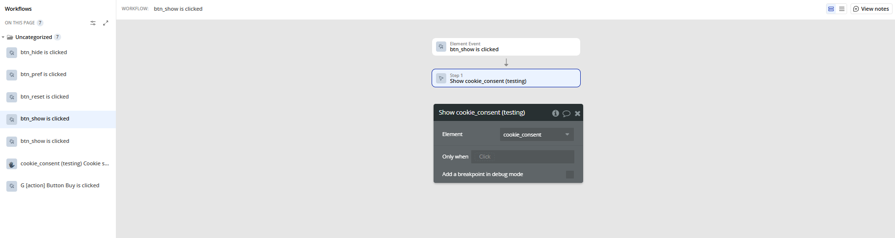 Workflow → Show.
