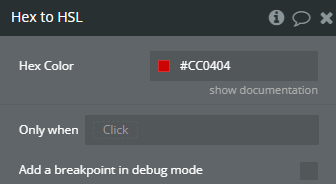 Workflow action → Hex to HSL.