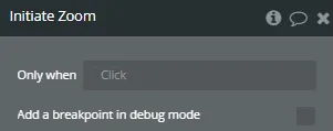 Workflow action → Initiate Zoom.