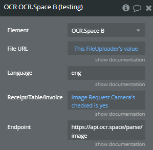 Workflow action → OCR.