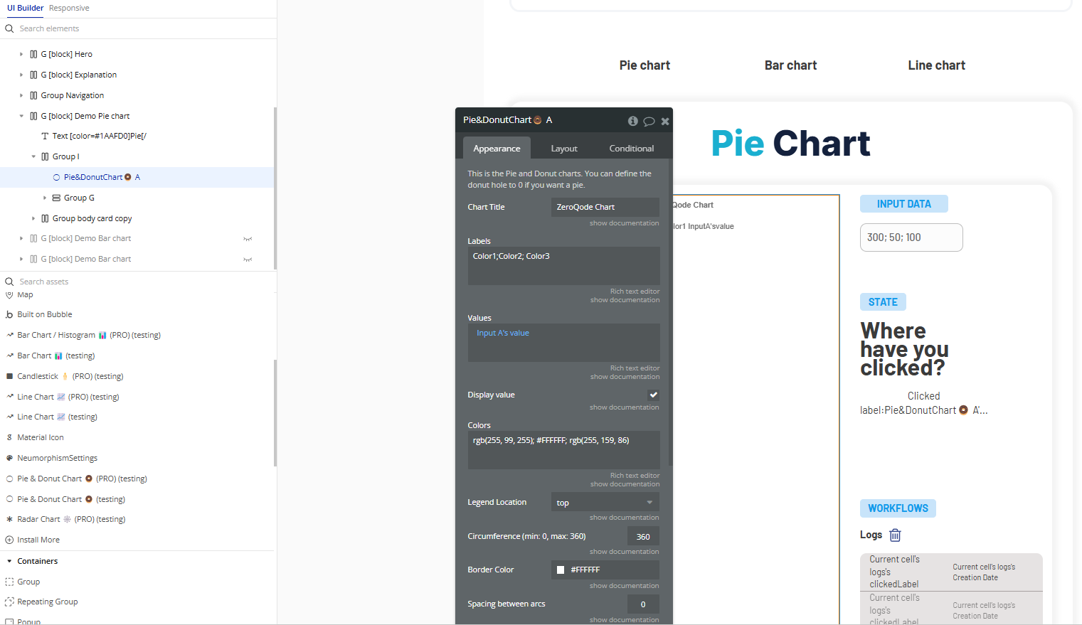 Element → Pie & Donut Chart.