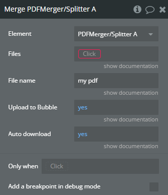 Workflow action → Merge.