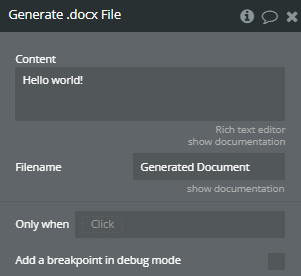 Workflow → Generate .docx File.