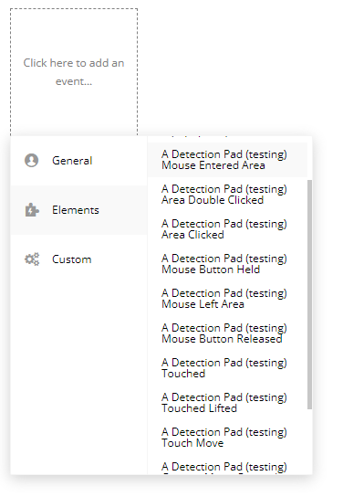 Workflows event → Detection Pad.