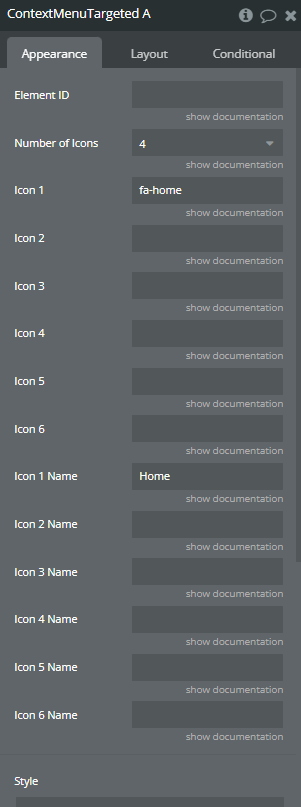 Element properties → Context Menu Targeted.