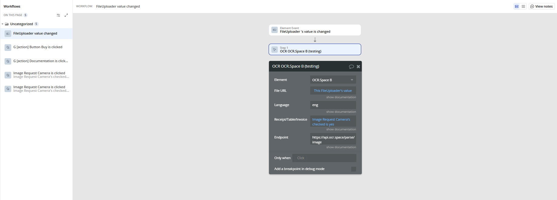 Workflow → OCR.