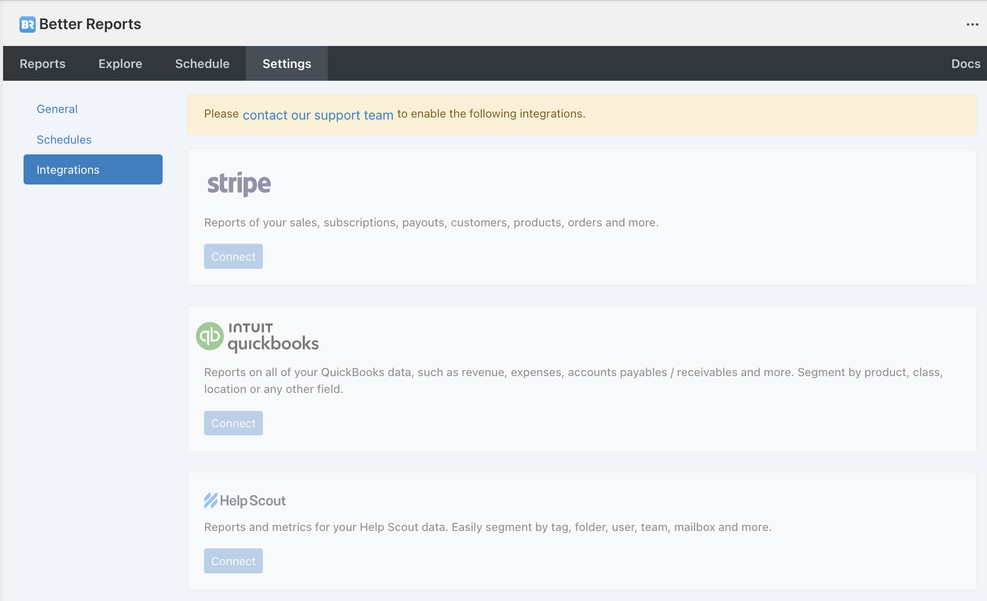 Integration settings