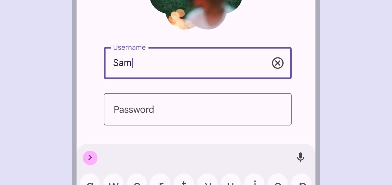 Login screen with outlined text fields