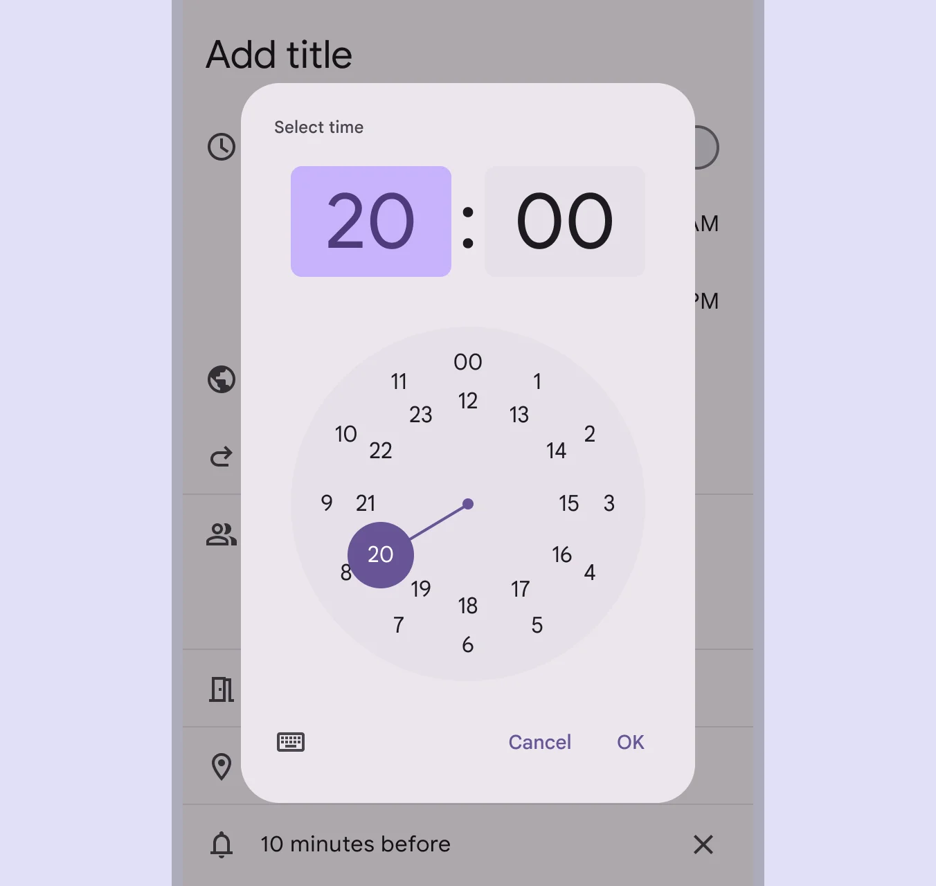 24 hour dial view