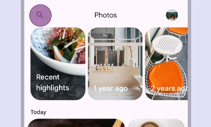 Search view in a menu