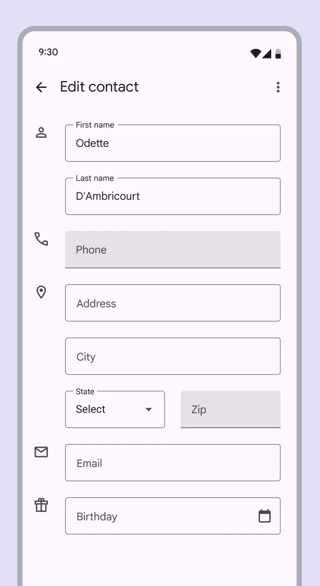 ❌ DON’T
When using both types of text fields, don’t use both next to each other or within the same form