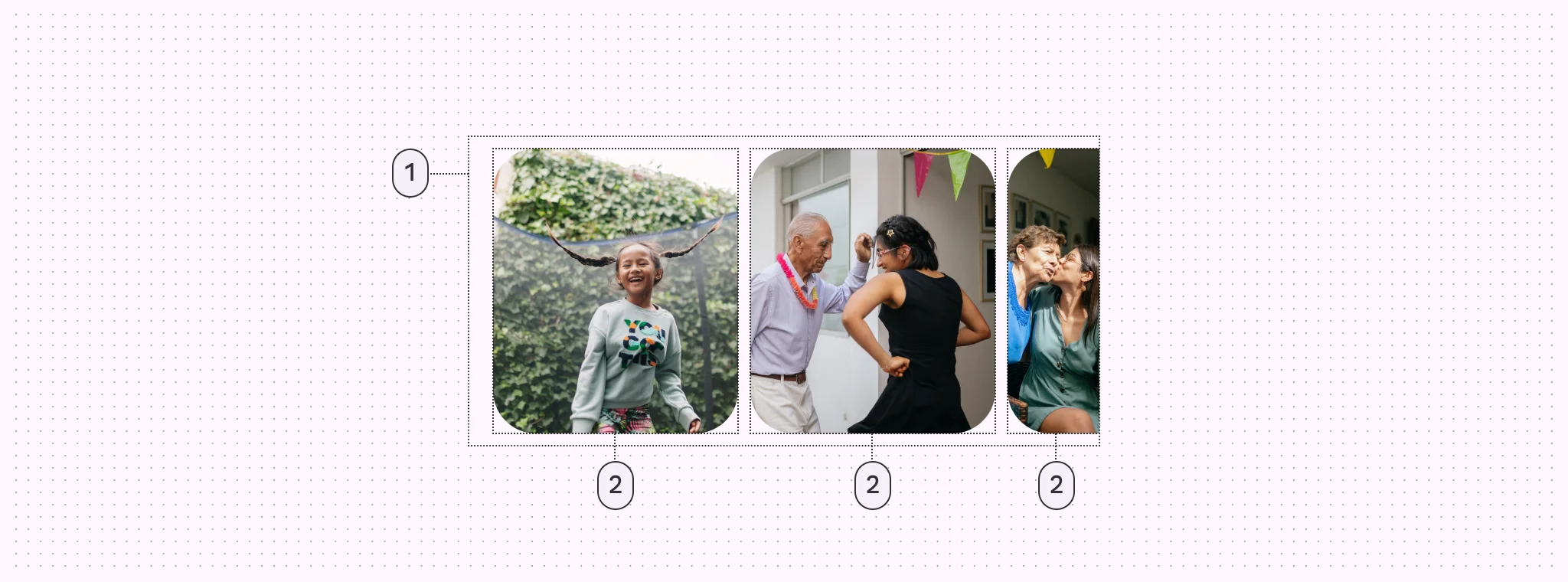 1. Container
2. Large carousel item