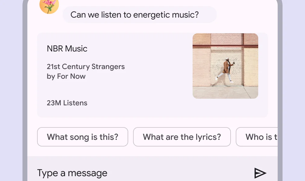 A suggestion chip can help the user start a search