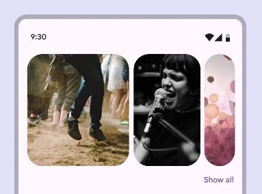 A multi-browse layout has different sized items within the carousel