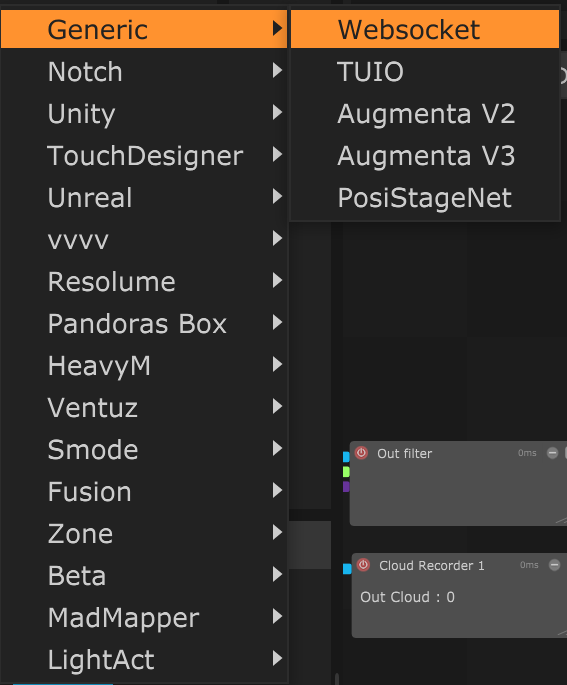 Websocket output for zones
