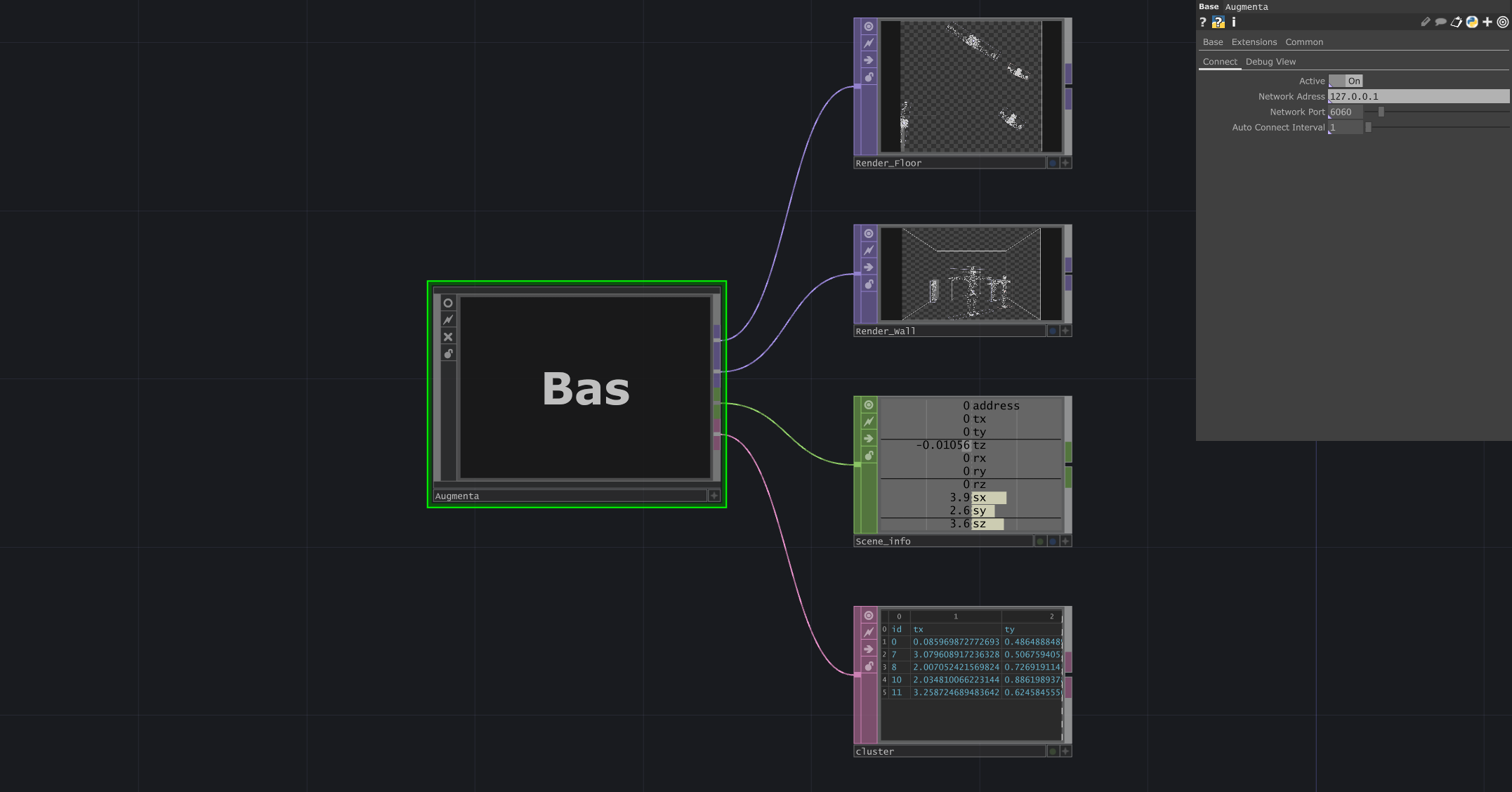 Adding the IP of the Augmenta server in TouchDesigner