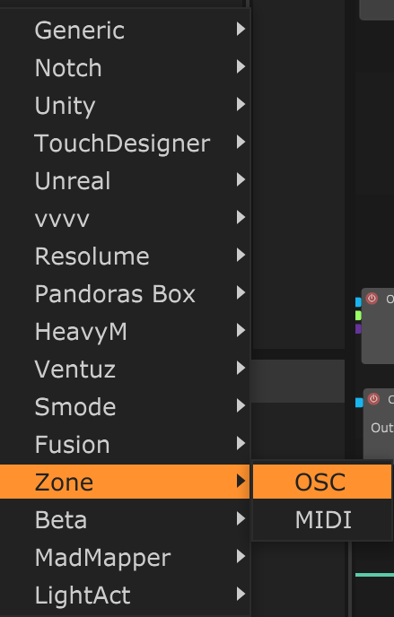OSC and midi output for zones