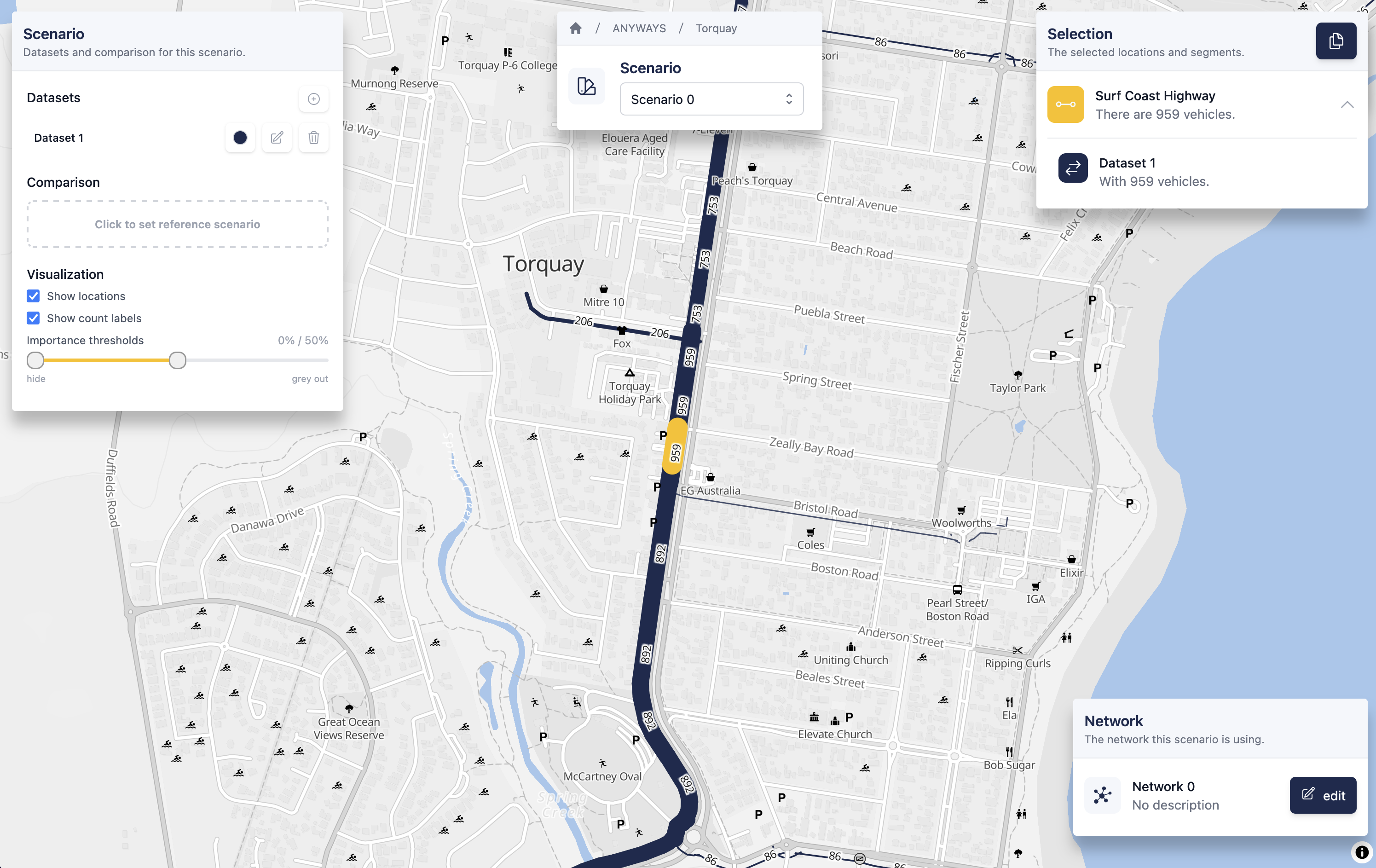 View routes by digging in with the selected link feature.