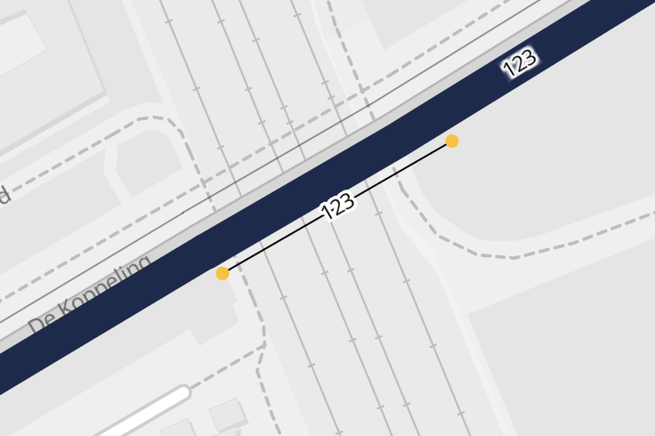 A single traffic count next to a road segment.