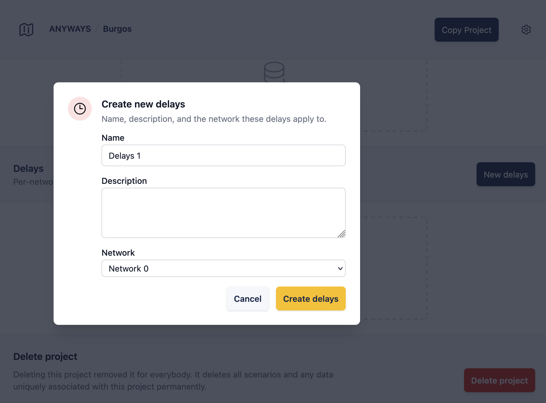 To create delays, click create delays. Optionally change name/description.