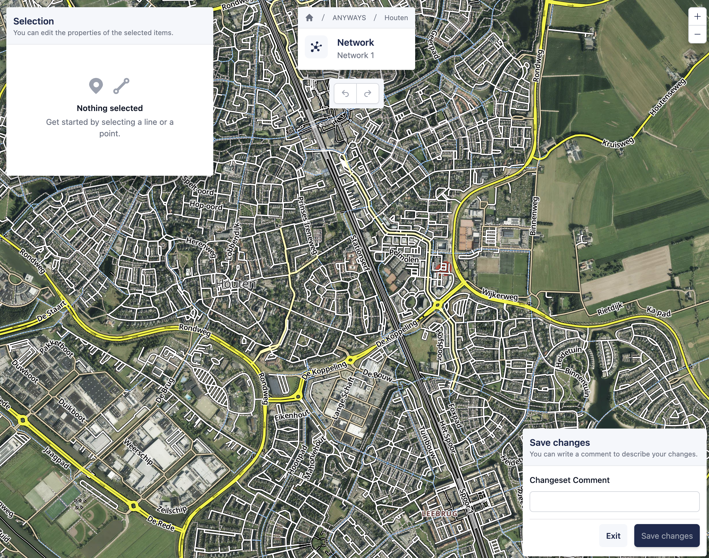 The road network open right after clicking edit.