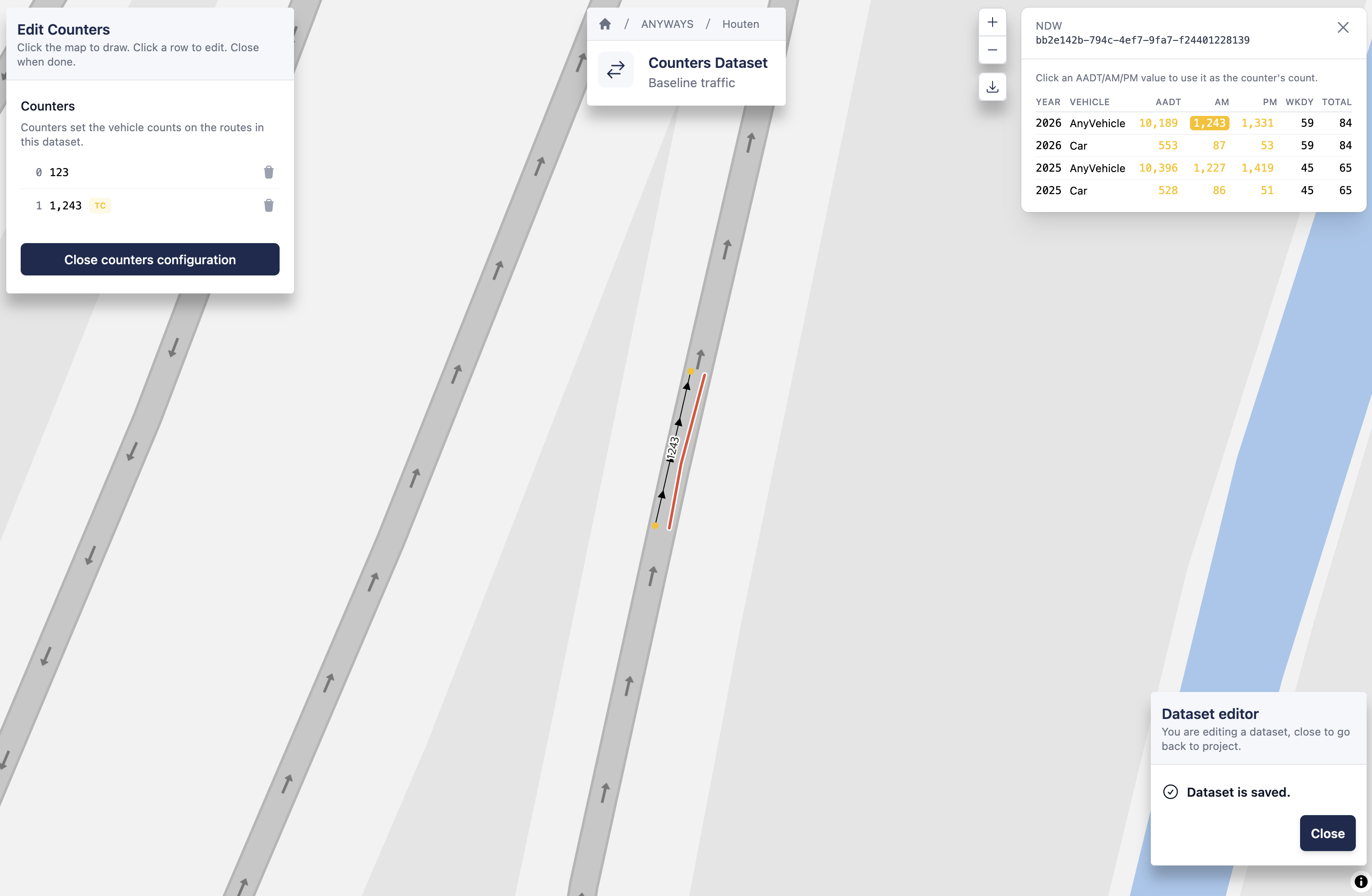 A counter created from traffic counts from NDW in The Netherlands.