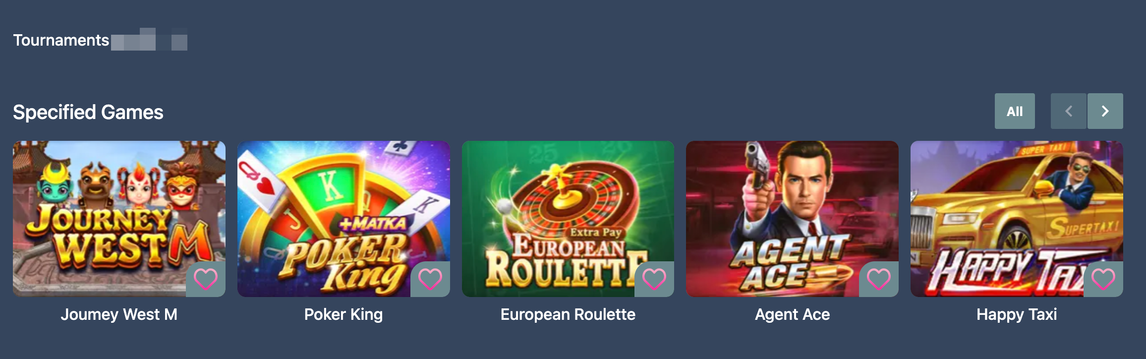 -现金网：不管设定几款皆会显示游戏icon，游戏数量超过6款时可以左由移动选择，若设定超过10款会显示All按钮，点击后可查看所有游戏