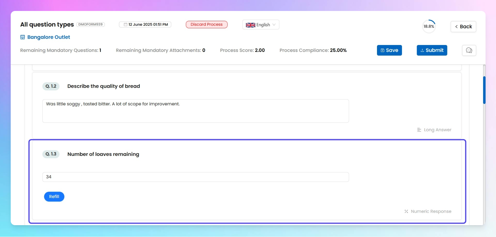End-user view of the question