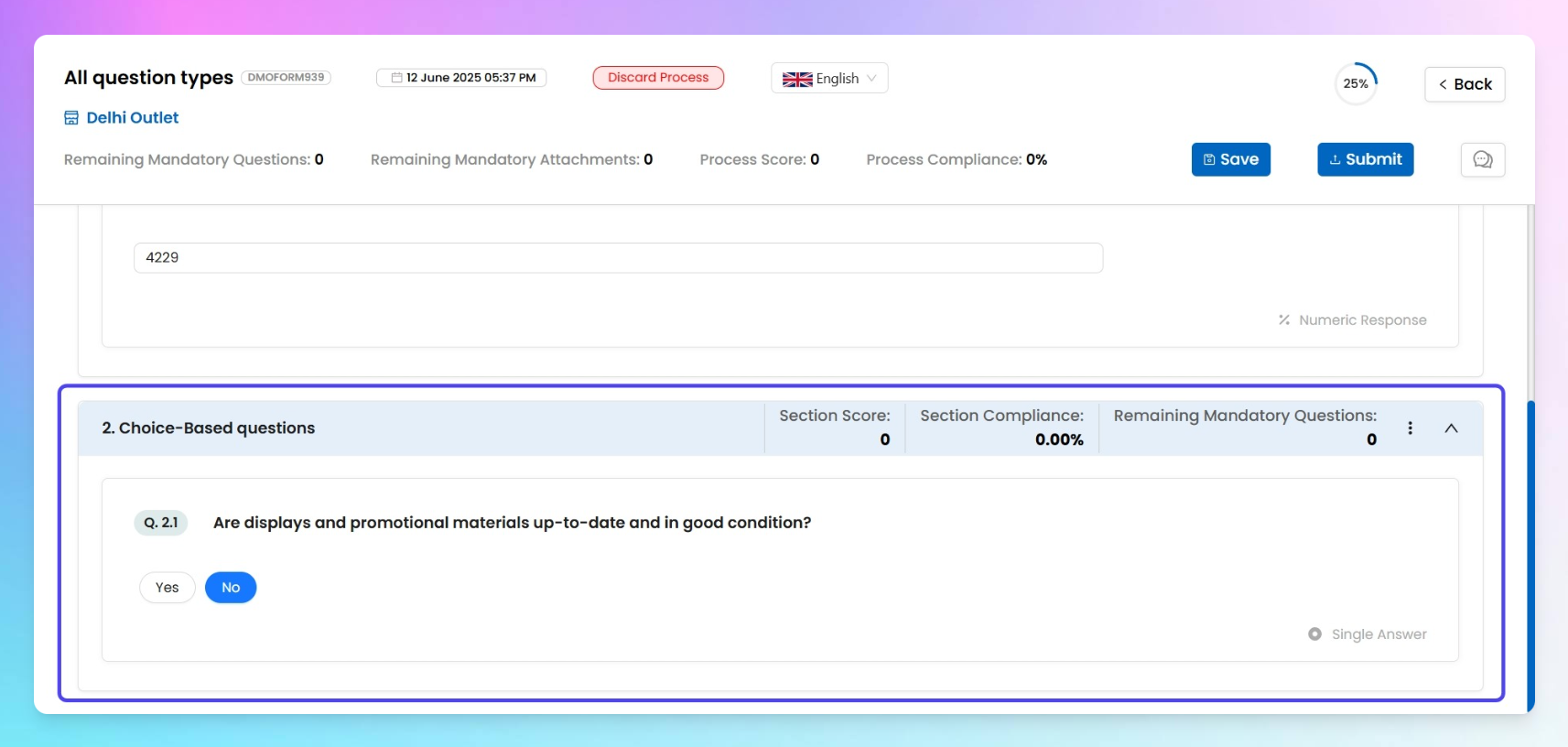 End-user view of the question