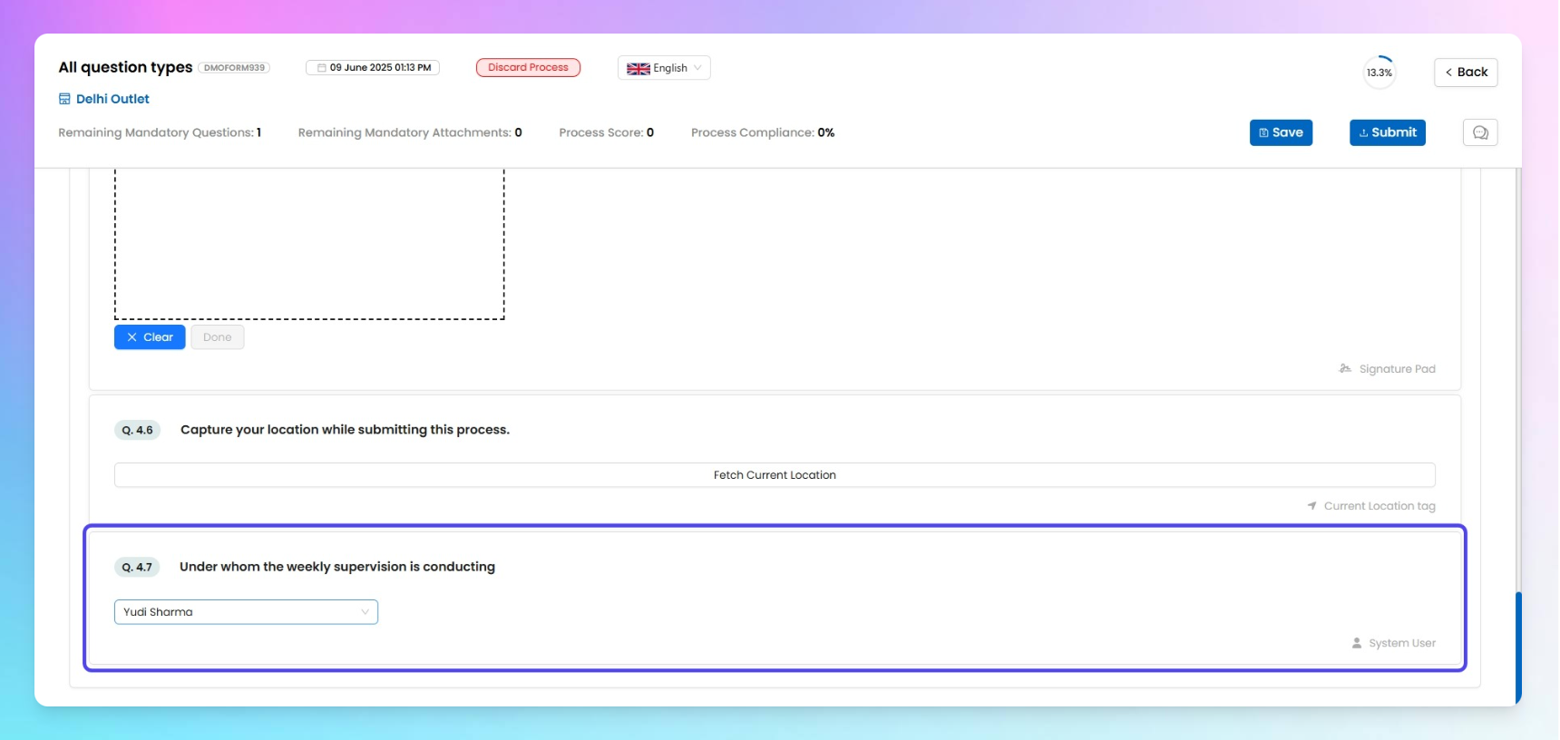 End-user view of the question