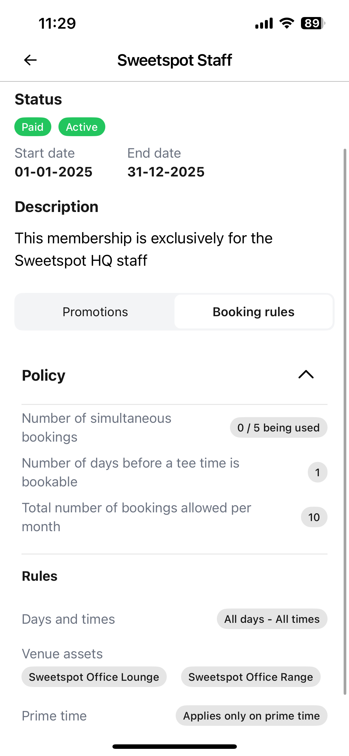 NEW BOOKING RULES VIEW