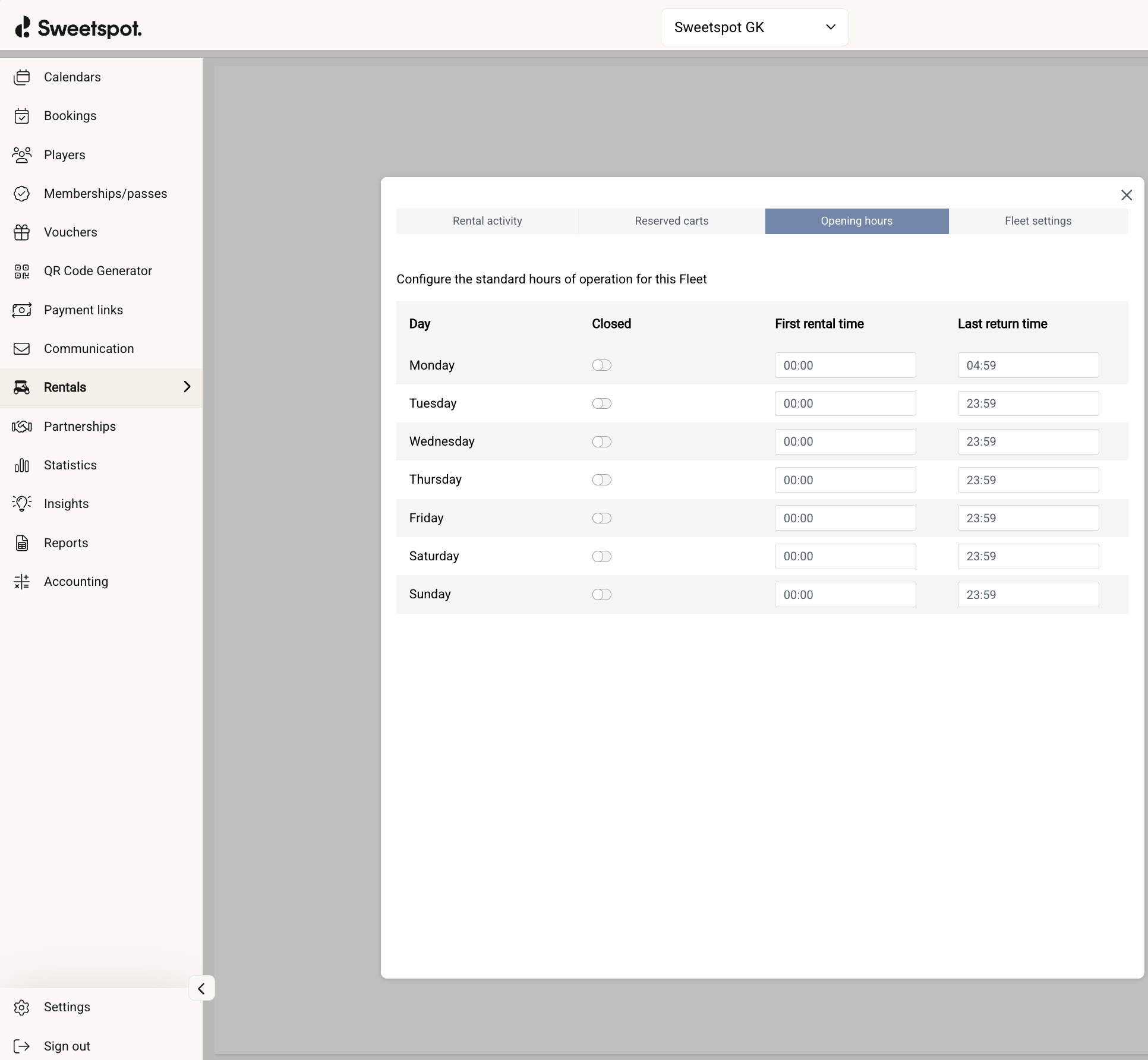 OLD OPENING HOURS VIEW