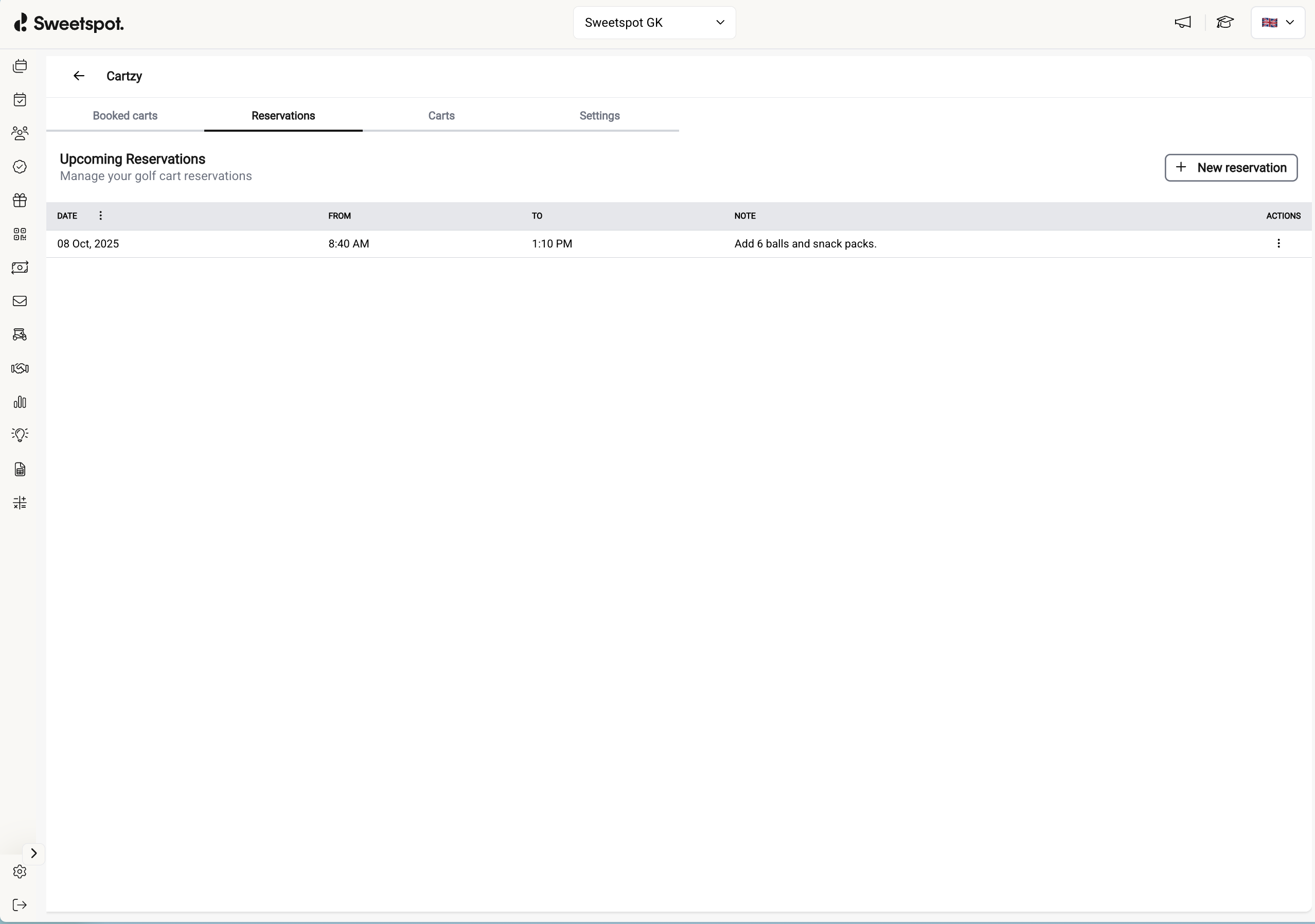 NEW RESERVATIONS VIEW