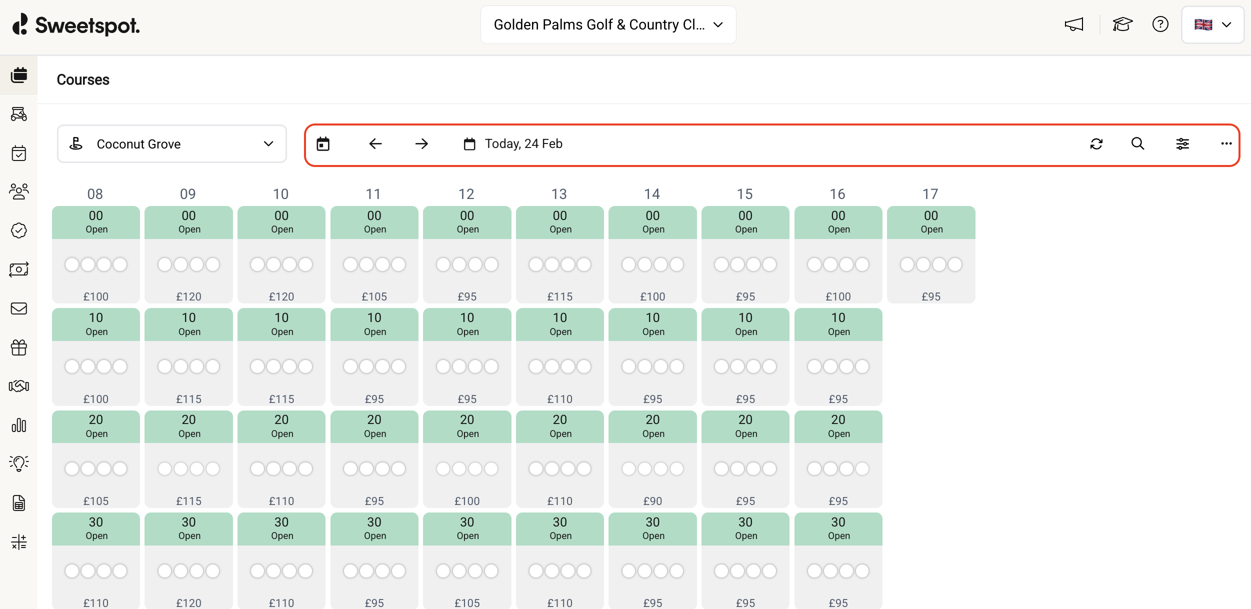 NEW course tee sheet header